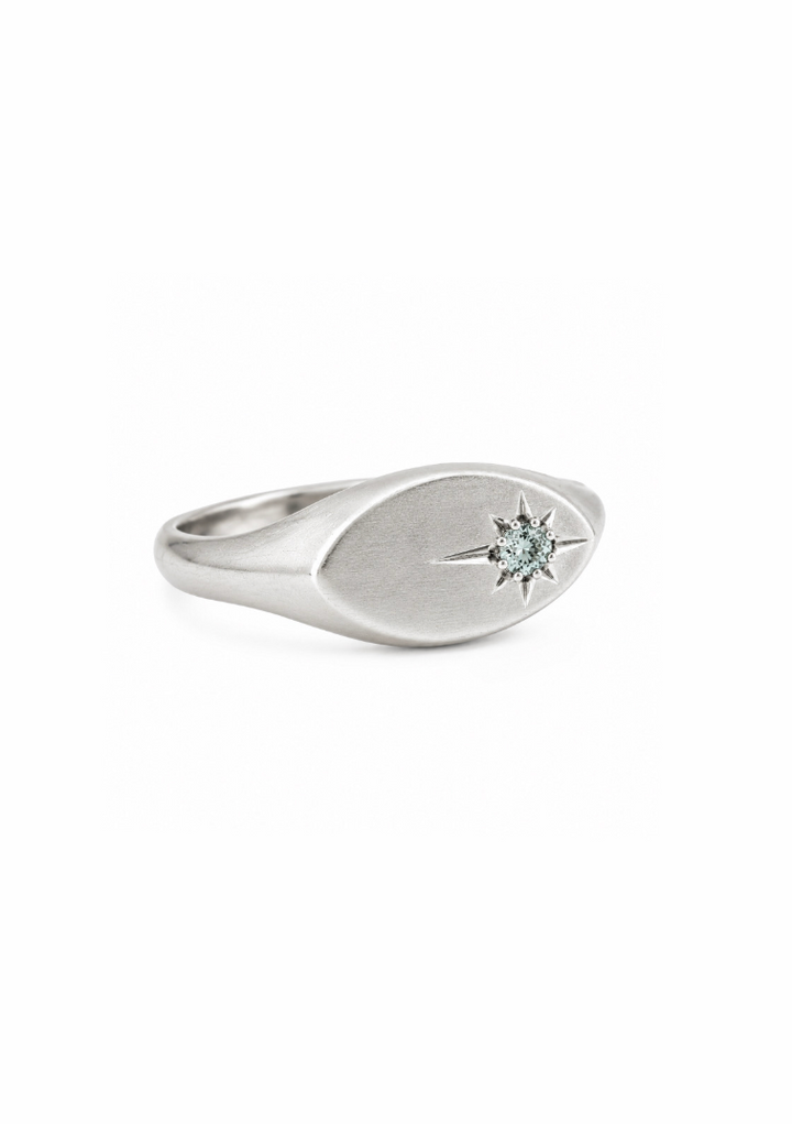 Sterling Silver x Sapphire Off Centered East West Ring
