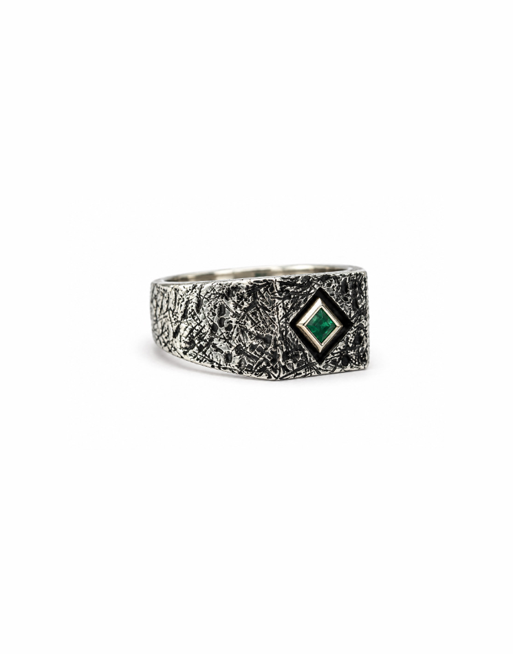 14K Yellow Gold & Silver Emerald Ring