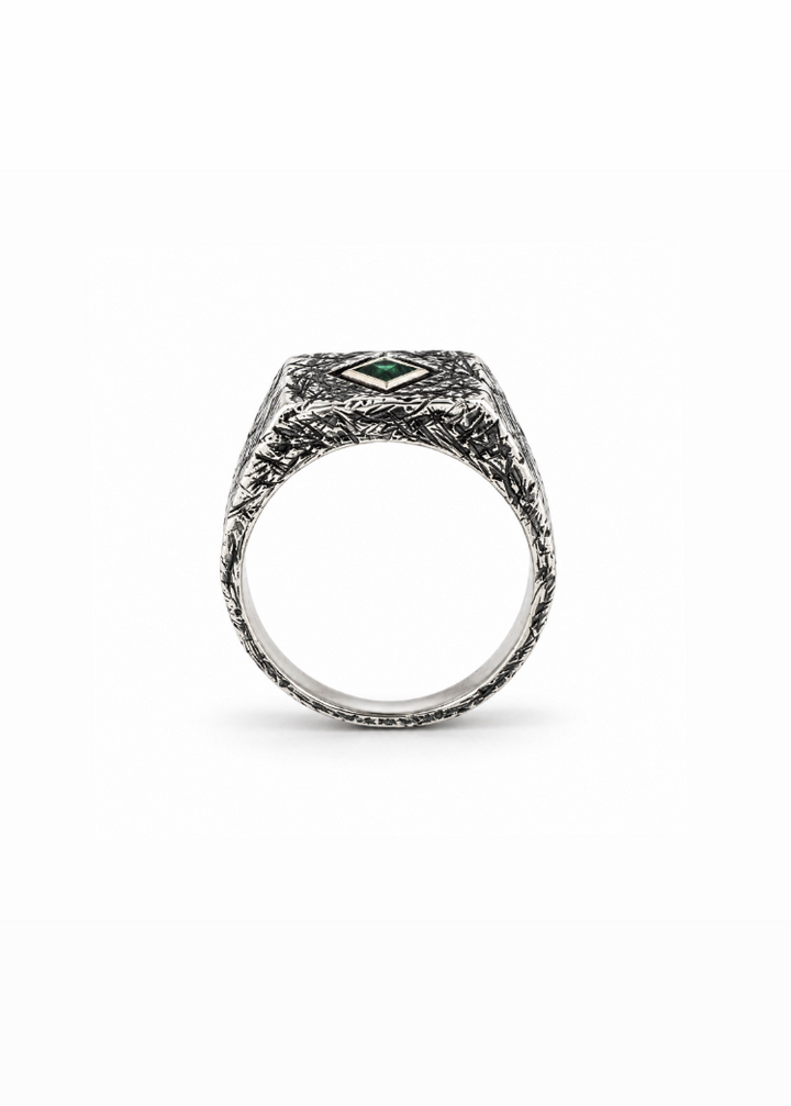 14K Yellow Gold & Silver Emerald Ring