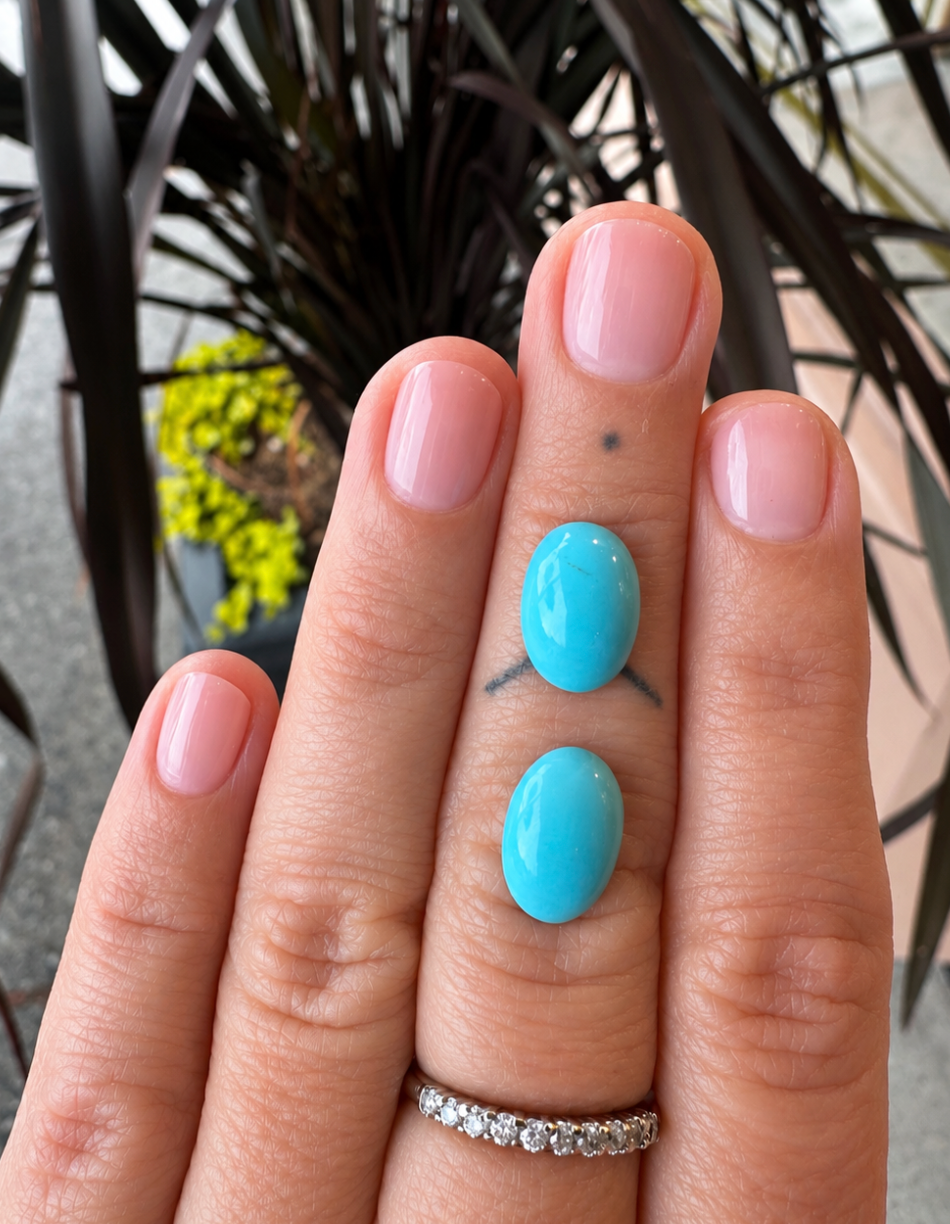 5.55ct AAA Persian Turquoise  Cabochon Pair