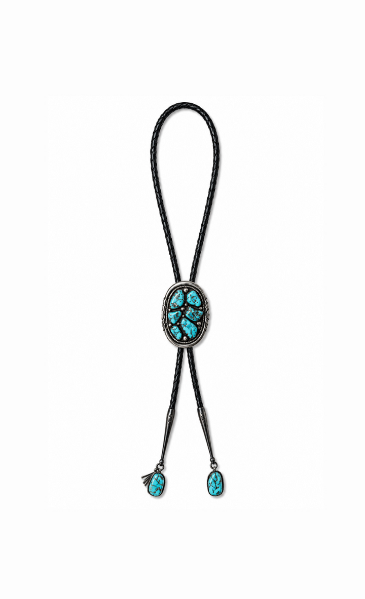Vintage Navajo Kingman Turquoise Bolo Tie
