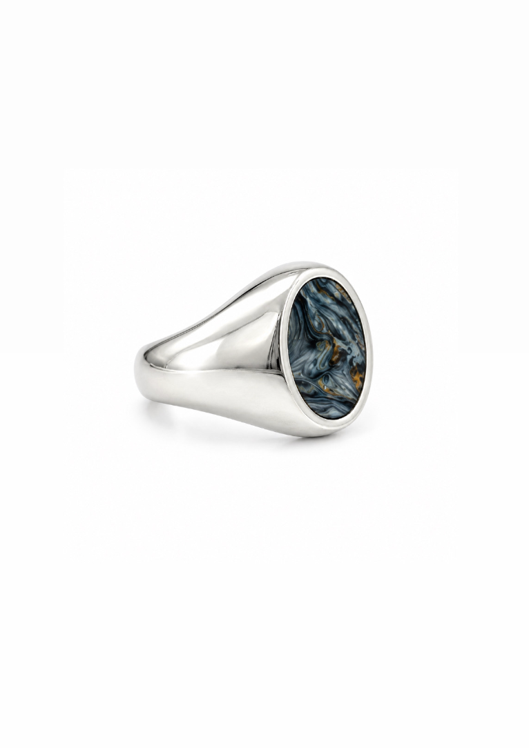 Oval Pietersite Inlay Silver Ring