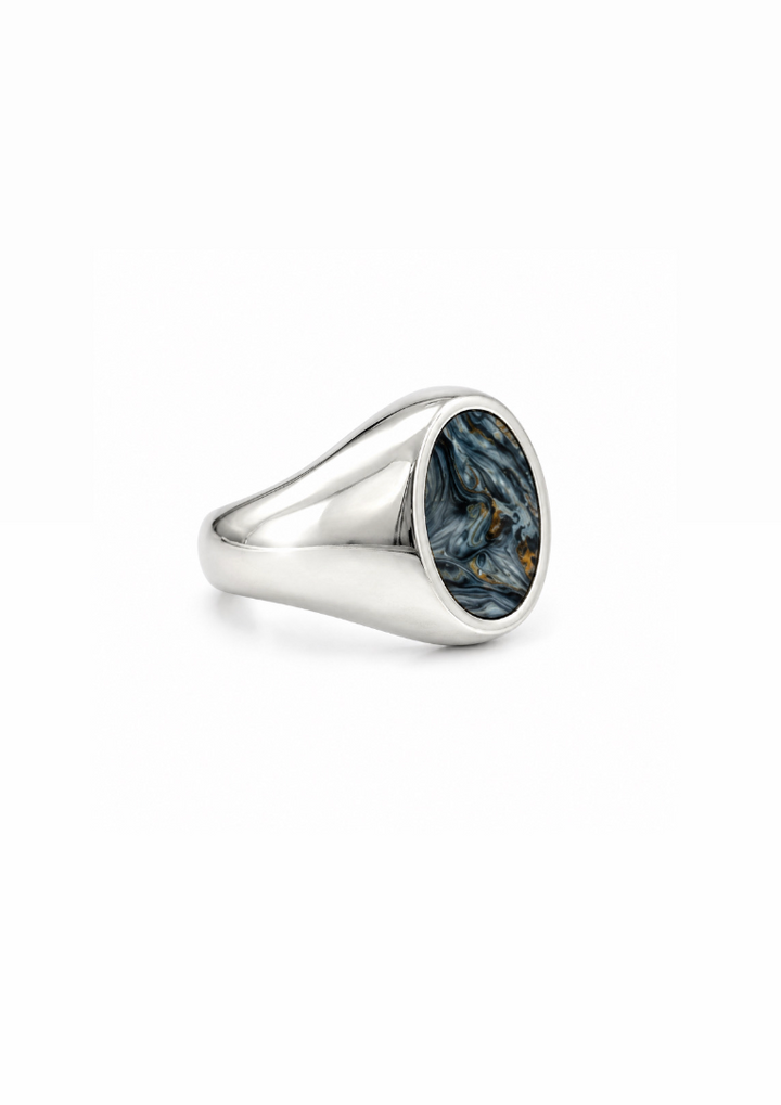 Oval Pietersite Inlay Silver Ring