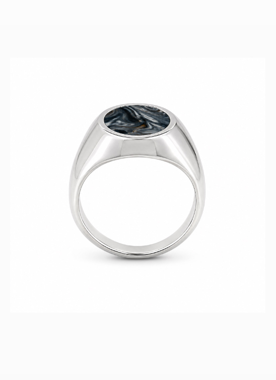 Oval Pietersite Inlay Silver Ring