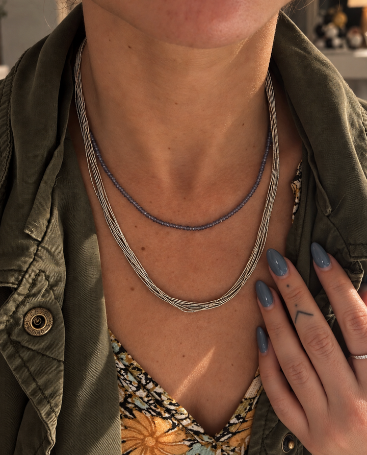 Multi-Strand Vintage Liquid Sterling Silver Necklace
