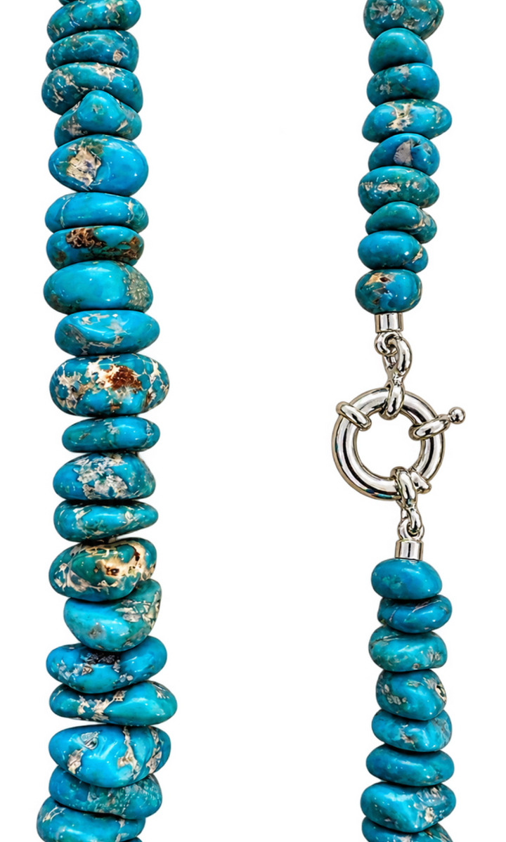 Armenian Turquoise Large Nugget Sterling Silver Necklace