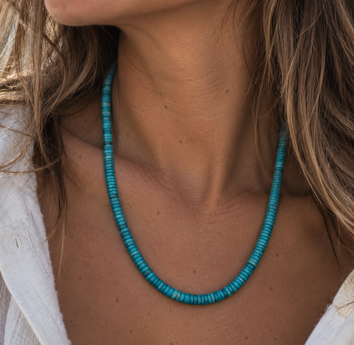 Mexican Turquoise Heishi Bead Necklace