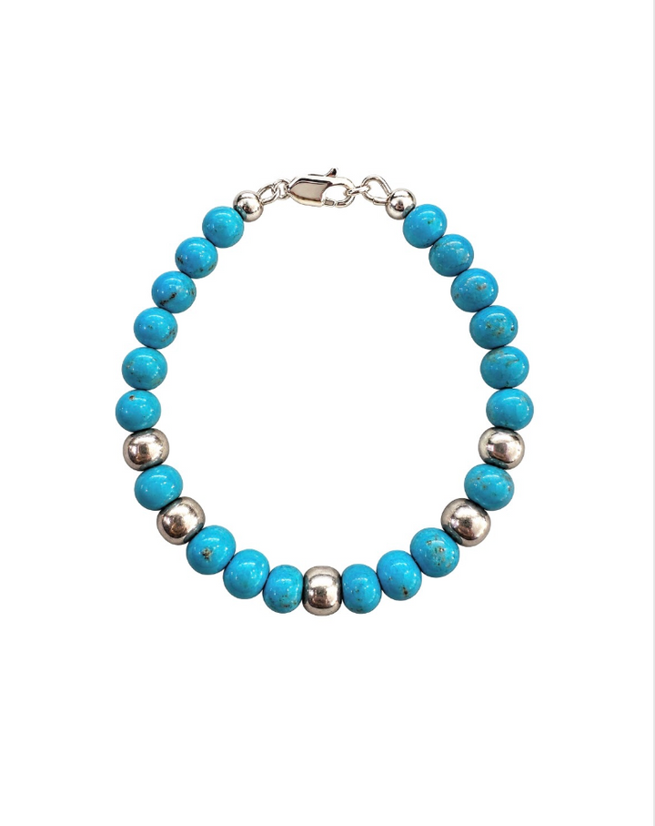 6mm Sleeping Beauty Turquoise and Silver Bracelet