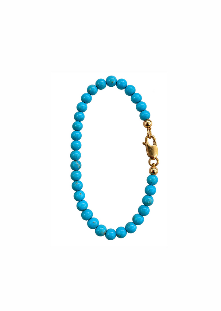 14K Gold Sleeping Beauty Turquoise Bead Bracelet