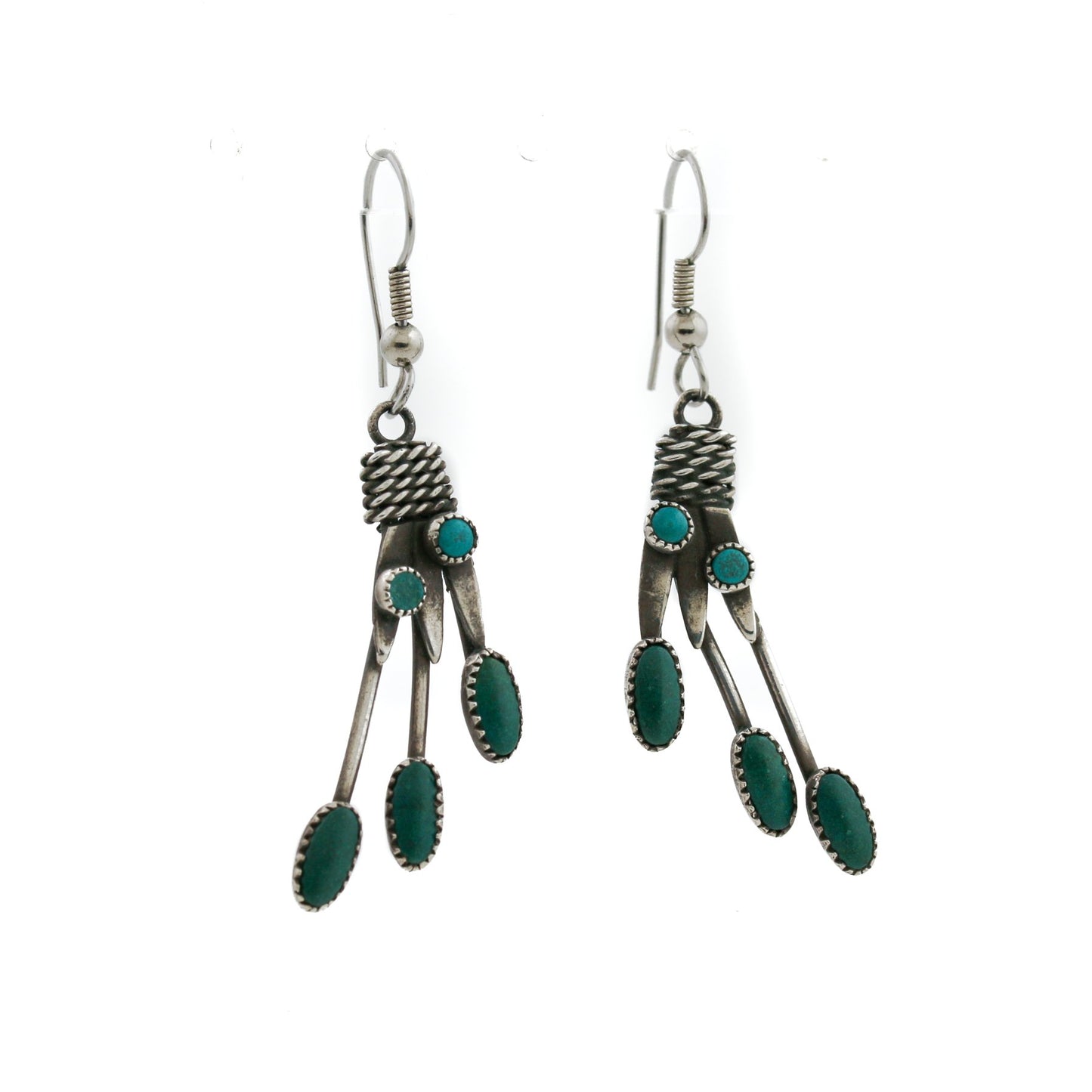Abstract 1970's Mixed Turquoise x Navajo Chandelier Earrings - Kingdom Jewelry