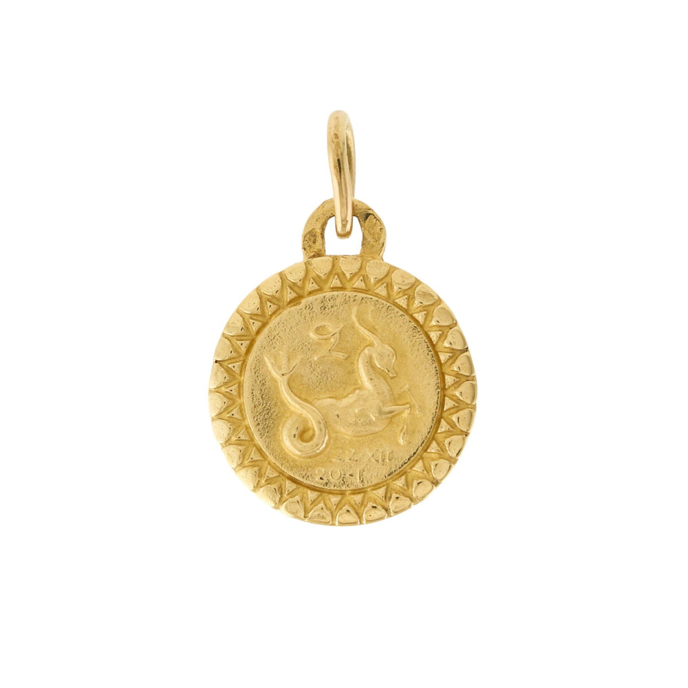 Antique 14k Gold x Capricorn Coin Pendant - Kingdom Jewelry