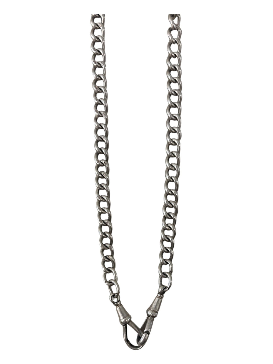 Antique 1920s Sterling Silver Watch Chain - Kingdom Jewelry