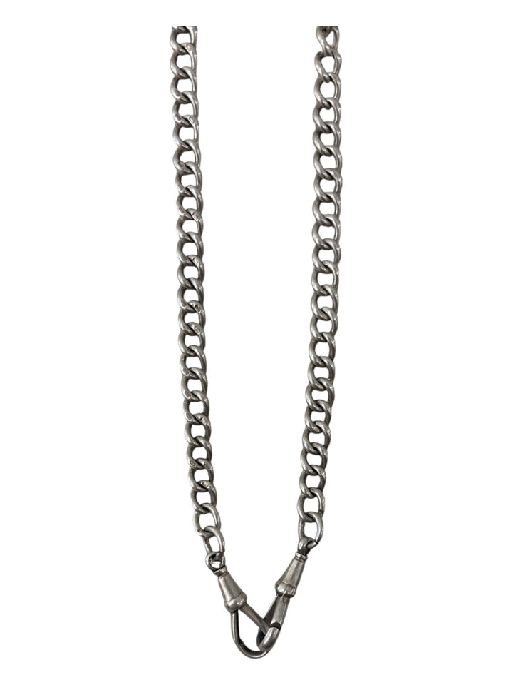 Antique 1920s Sterling Silver Watch Chain - Kingdom Jewelry