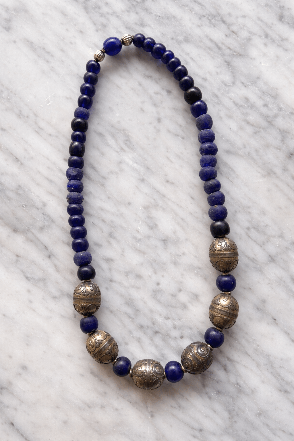 Antique Trade Bead Silver Necklace - Kingdom Jewelry