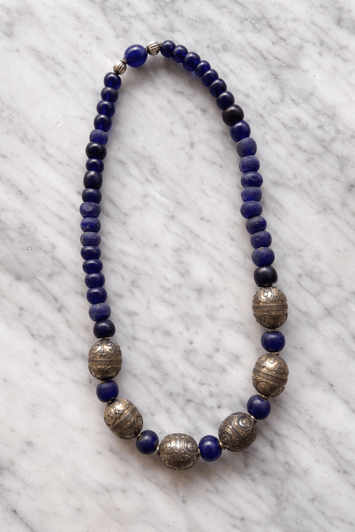 Antique Trade Bead Silver Necklace - Kingdom Jewelry