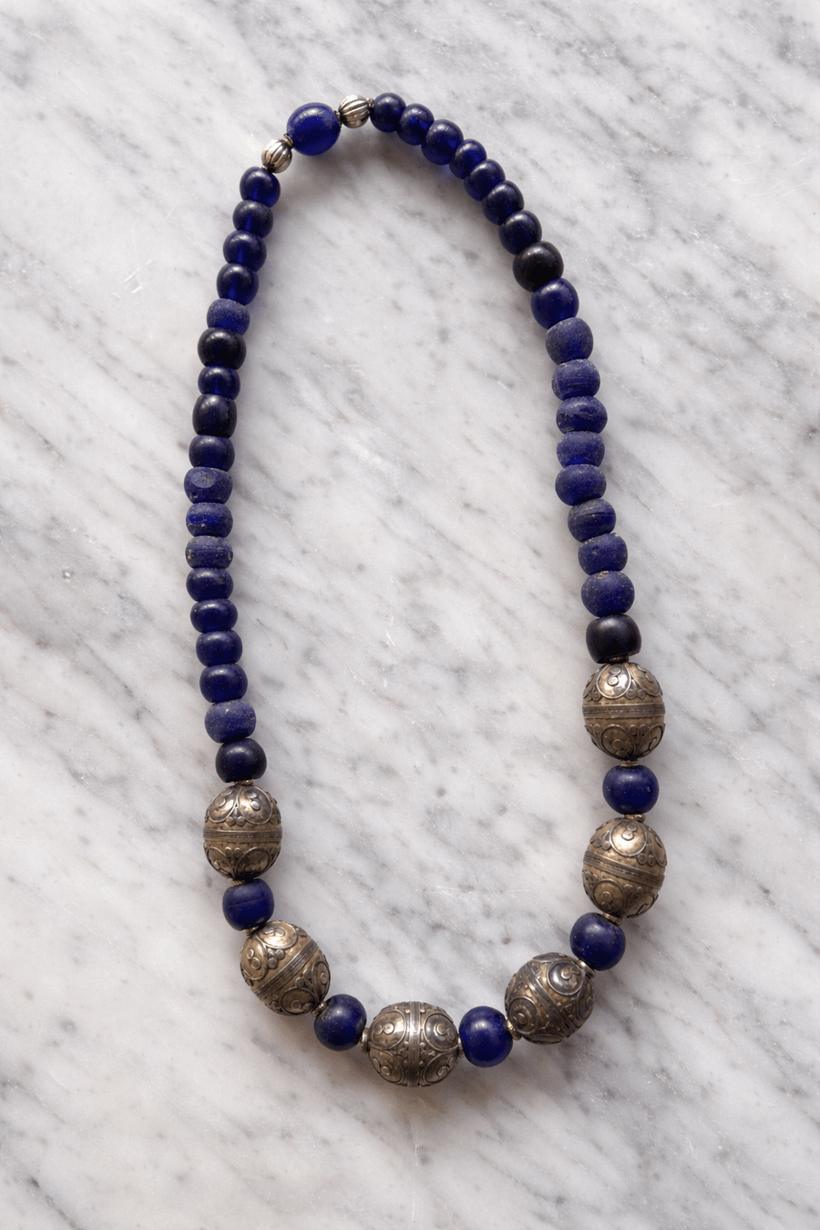 Antique Trade Bead Silver Necklace - Kingdom Jewelry