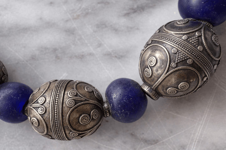 Antique Trade Bead Silver Necklace - Kingdom Jewelry