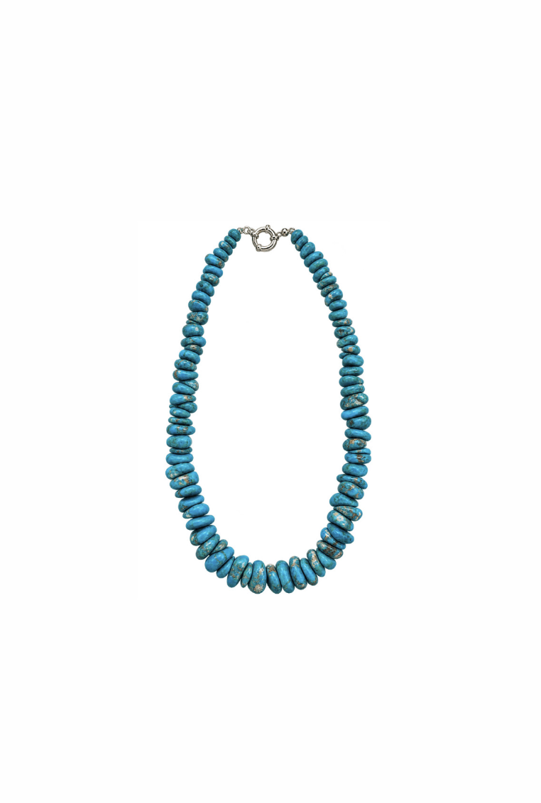 Armenian Turquoise Large Nugget Sterling Silver Necklace - Kingdom Jewelry