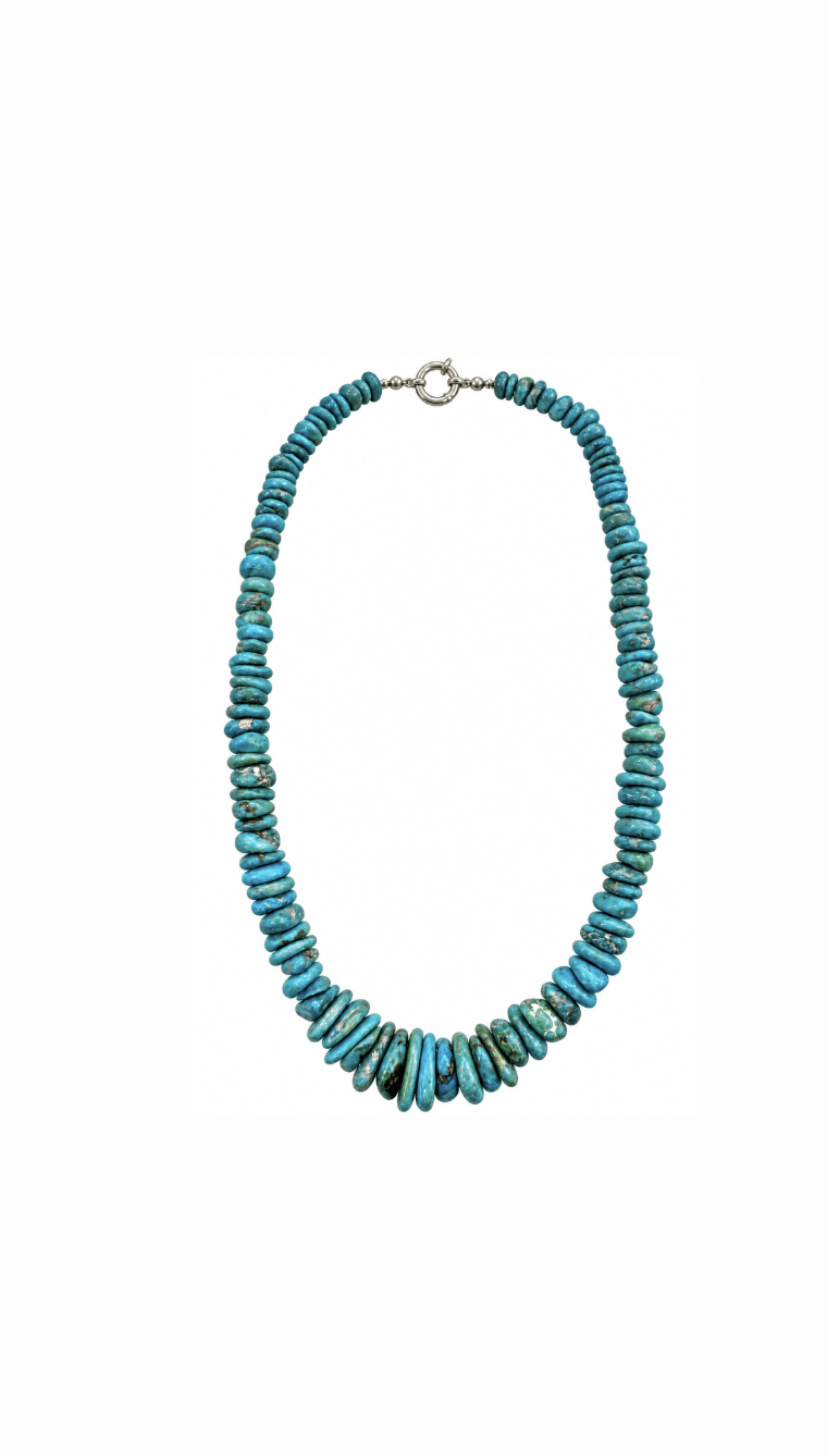 Armenian Turquoise Medium Nugget Sterling Silver Necklace - Kingdom Jewelry