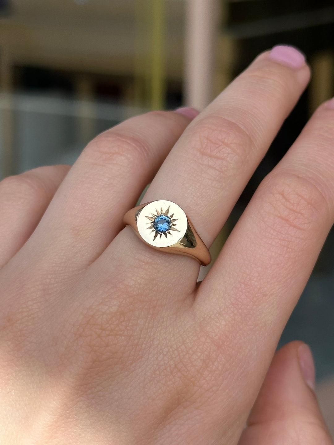 Blue Sapphire Starburst Signet - Kingdom Jewelry