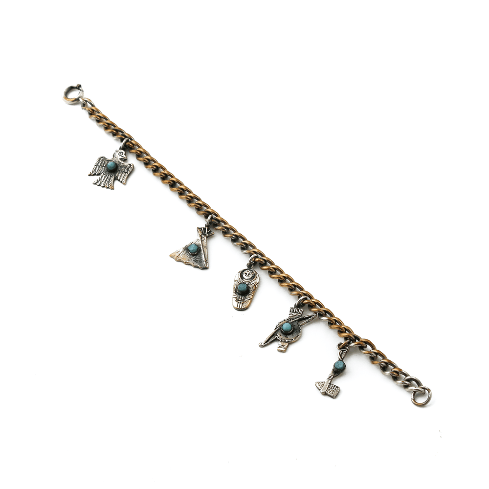 Bronze - Washed Silver x Vintage 1960's Southwest Charm Bracelet - Kingdom Jewelry