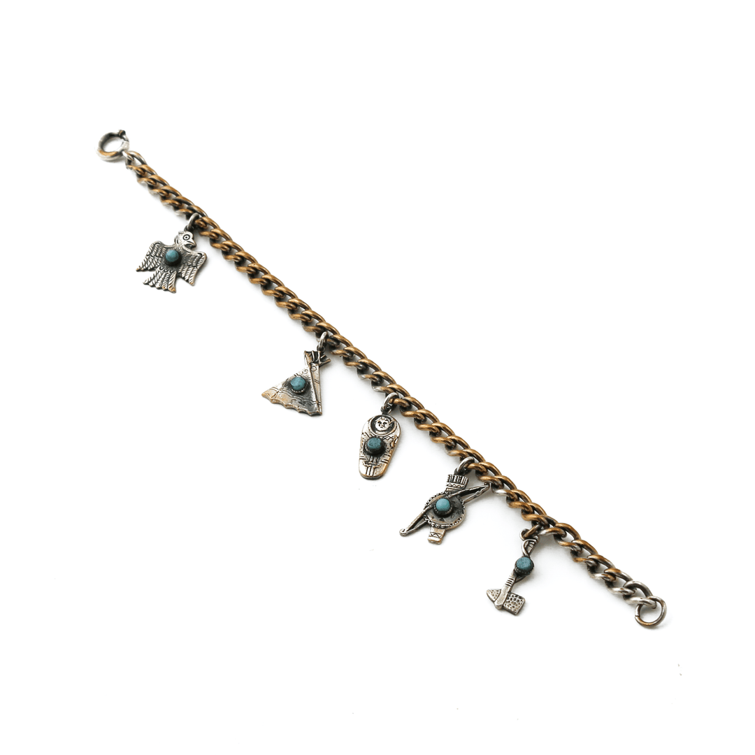 Bronze - Washed Silver x Vintage 1960's Southwest Charm Bracelet - Kingdom Jewelry