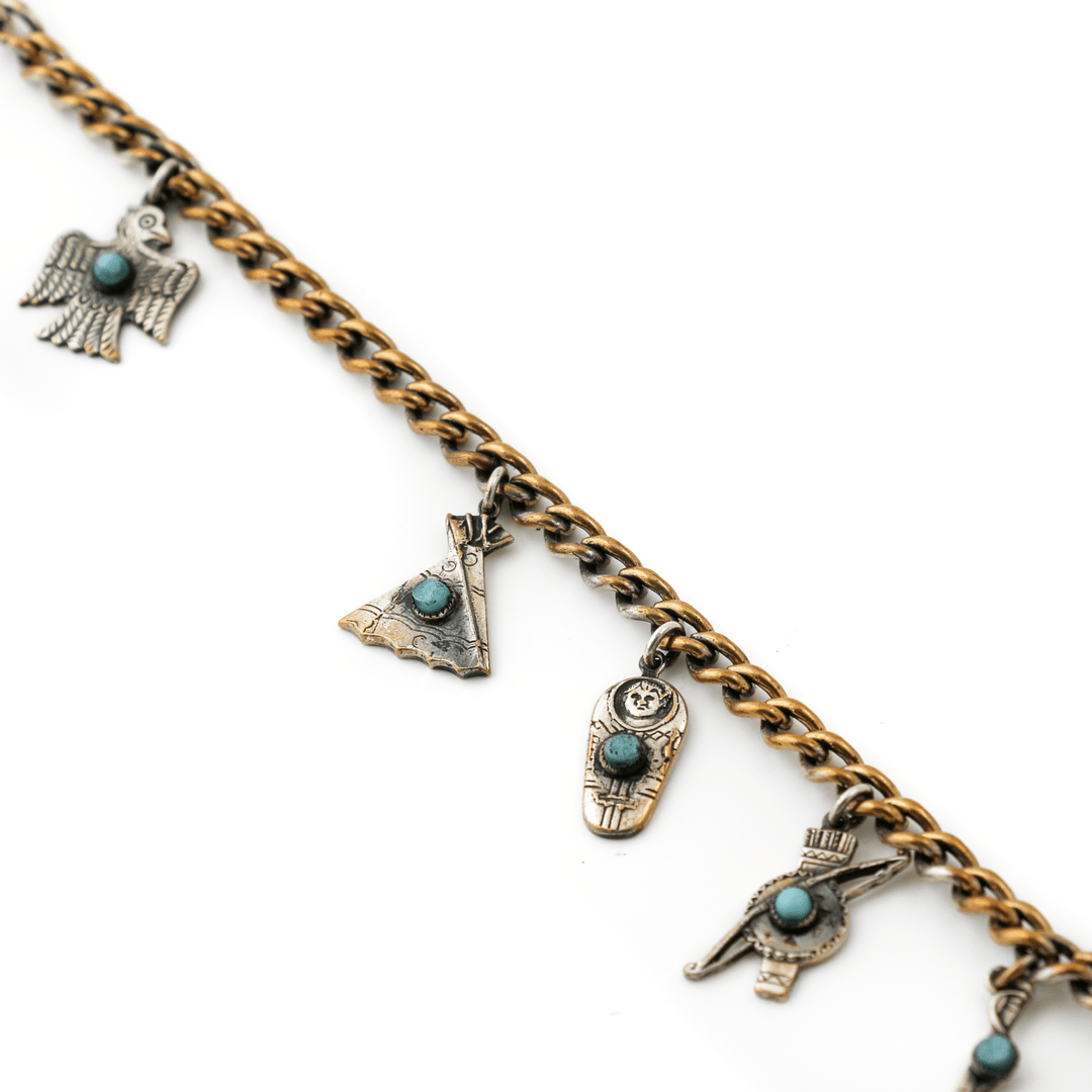 Bronze - Washed Silver x Vintage 1960's Southwest Charm Bracelet - Kingdom Jewelry