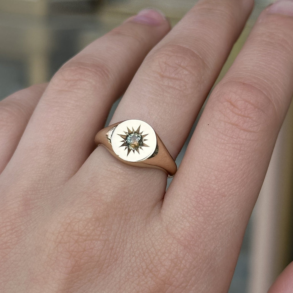 
                      
                        Champagne Parti Sapphire Starburst Signet - Kingdom Jewelry
                      
                    