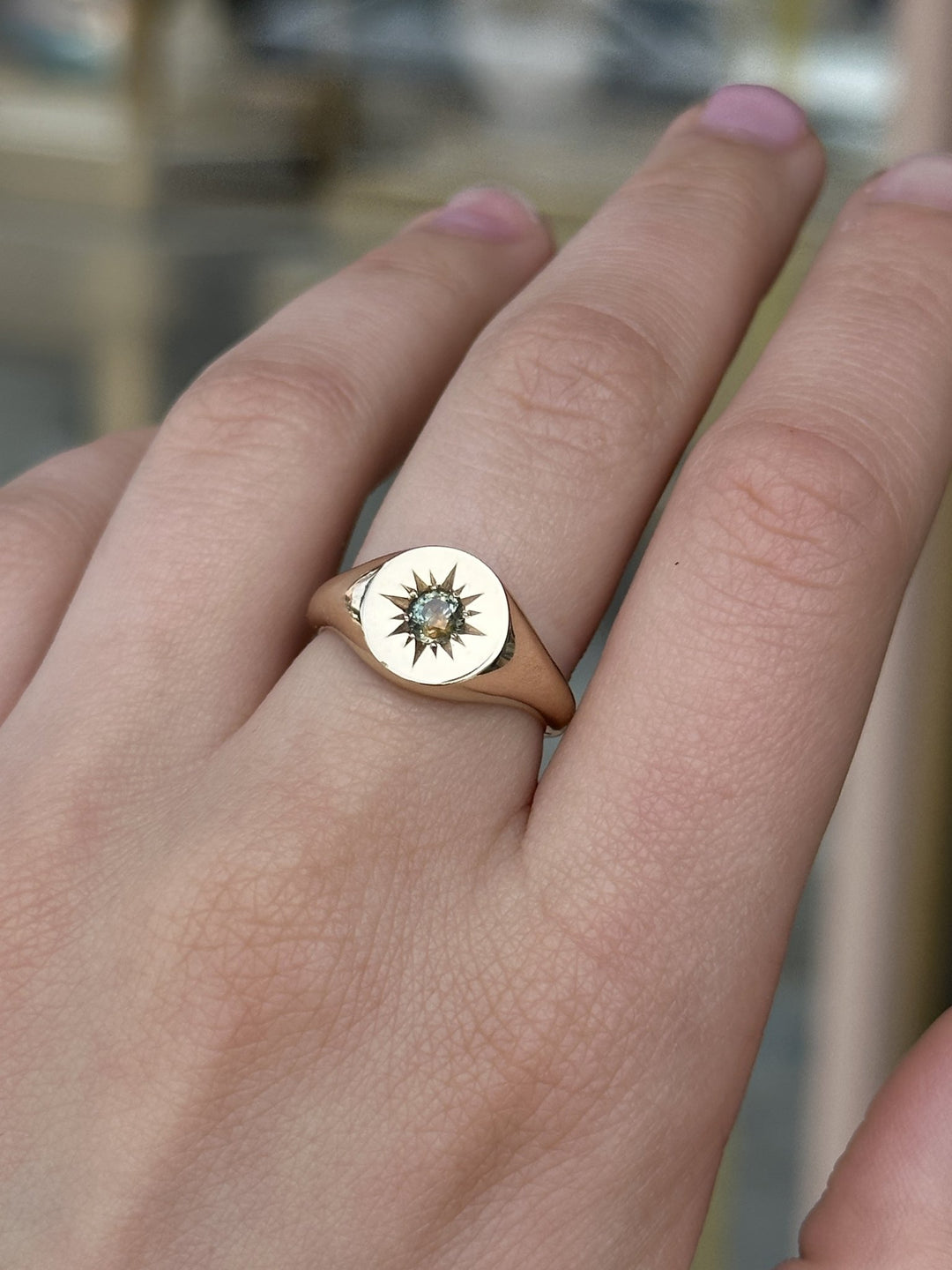 Champagne Parti Sapphire Starburst Signet - Kingdom Jewelry