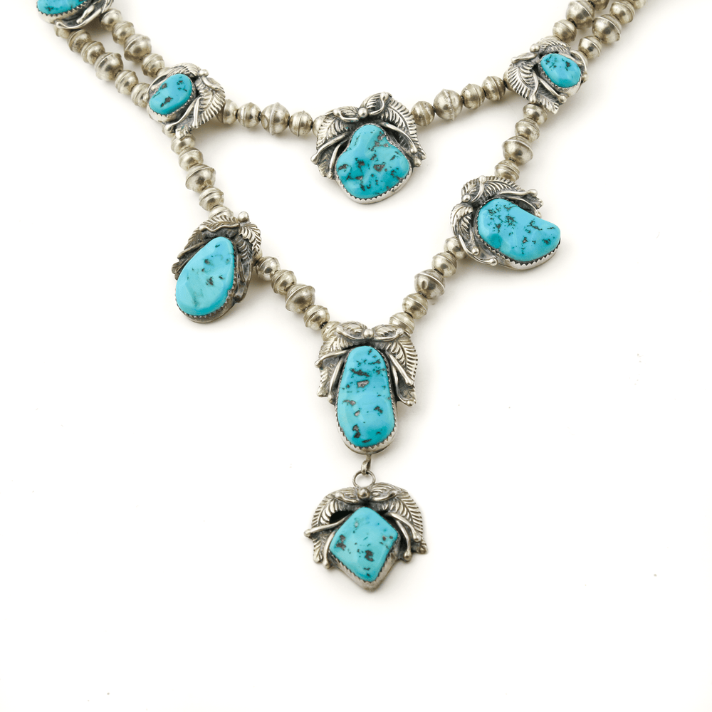 
                  
                    Classic 1980's Leaf - Motif Blue Turquoise Natural Turquoise Necklace - Kingdom Jewelry
                  
                