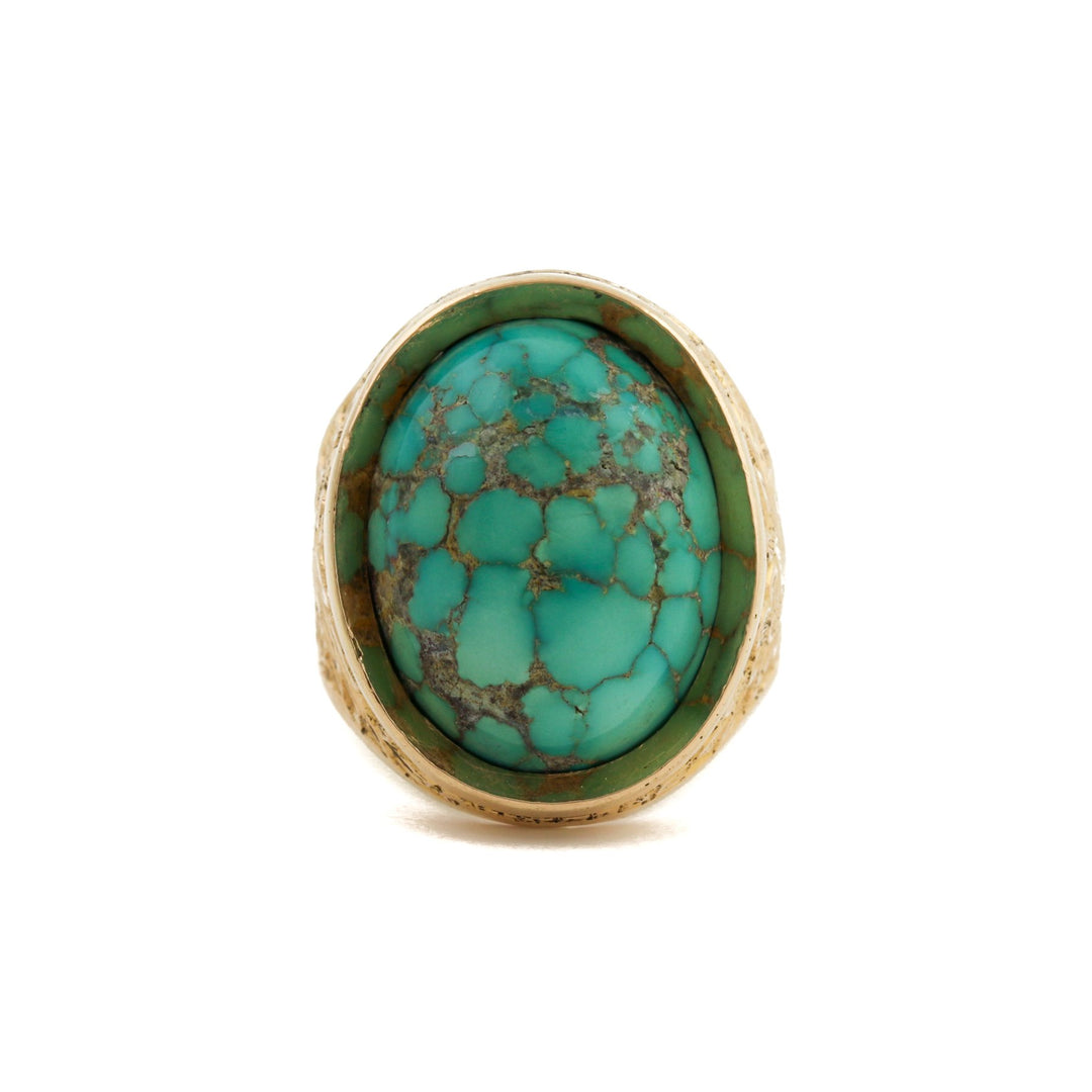 Colossal 14k Gold x Persian Turquoise Filigree Ring - Kingdom Jewelry