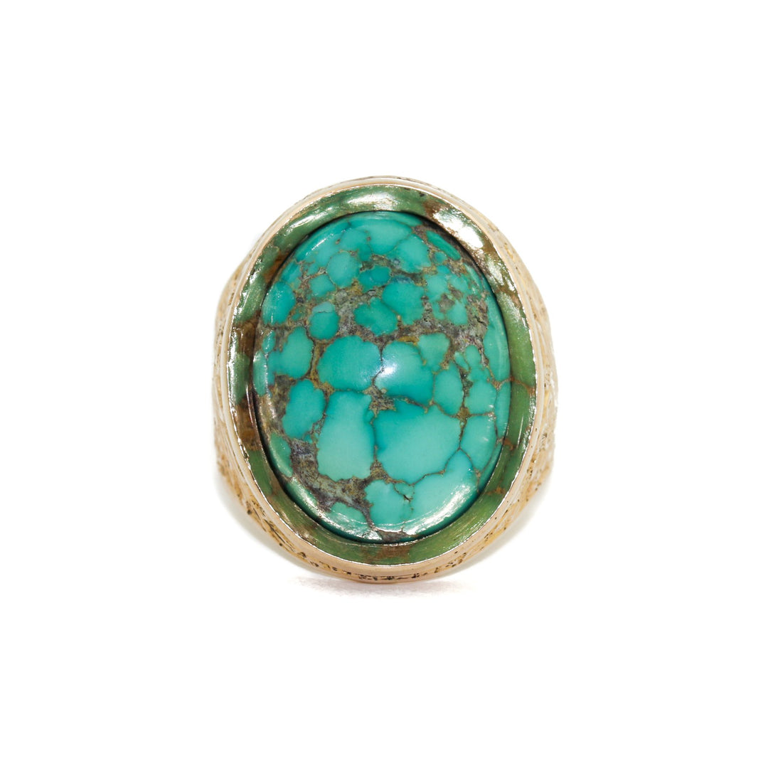 Colossal 14k Gold x Persian Turquoise Filigree Ring - Kingdom Jewelry