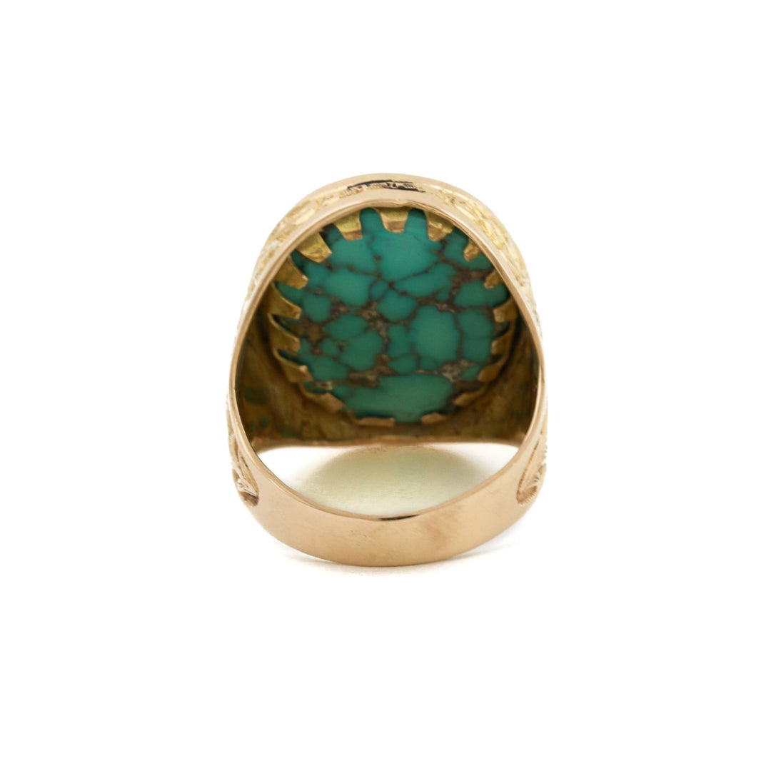 Colossal 14k Gold x Persian Turquoise Filigree Ring - Kingdom Jewelry