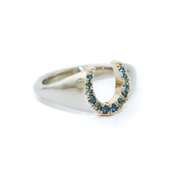 Custom 14k Green Sapphire Horseshoe Ring for Madison - Kingdom Jewelry