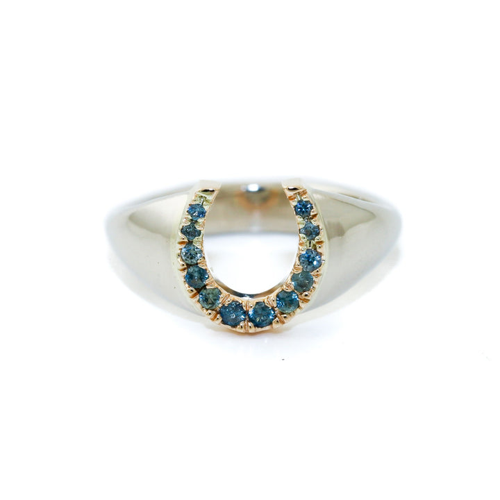 Custom 14k Green Sapphire Horseshoe Ring for Madison - Kingdom Jewelry