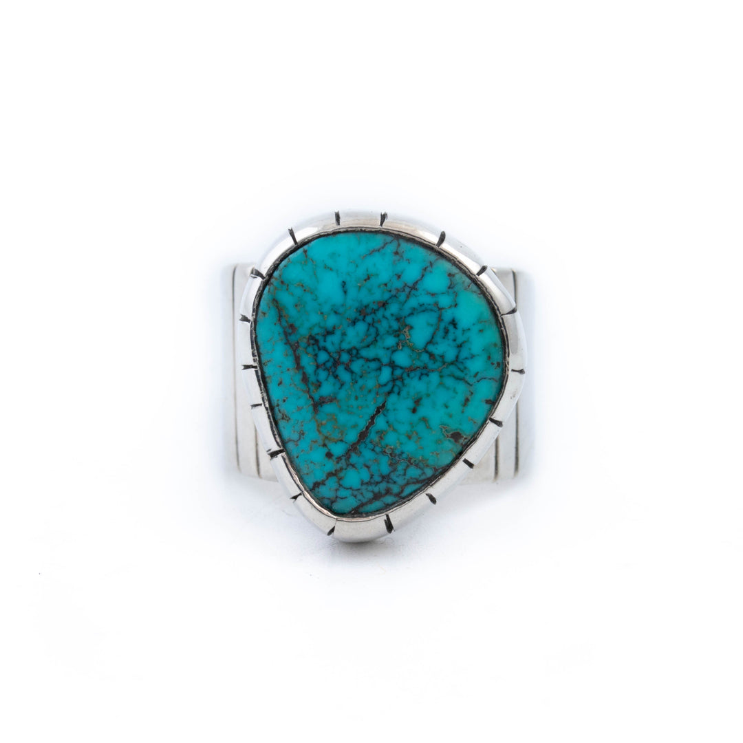 Silver x Natural Lone Mountain Turquoise "MK I" Signet
