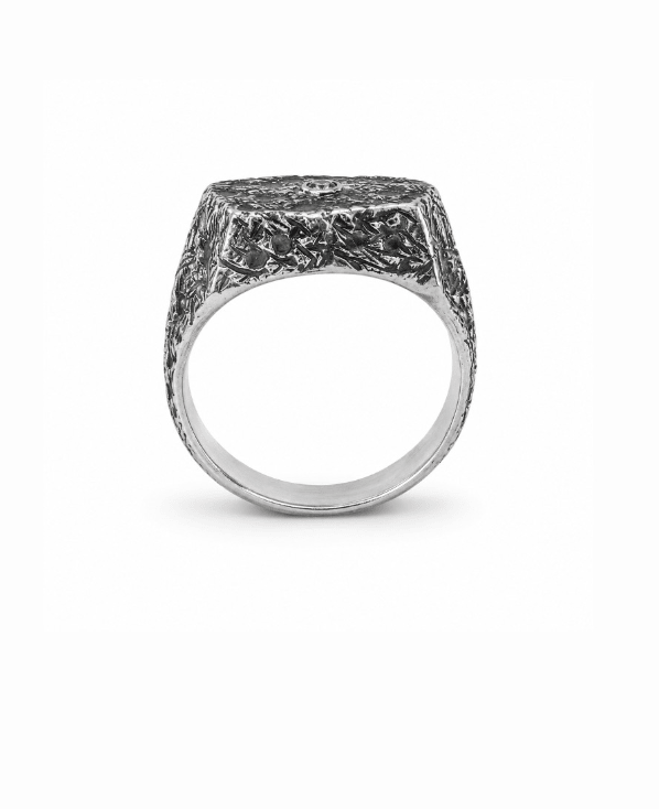 Distressed Silver x Yellow Sapphire Signet Ring - Kingdom Jewelry