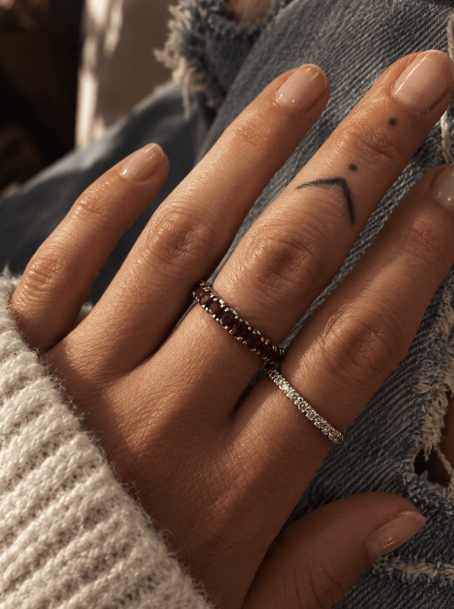 Estate 18k White Gold Round Ruby Eternity Band - Kingdom Jewelry