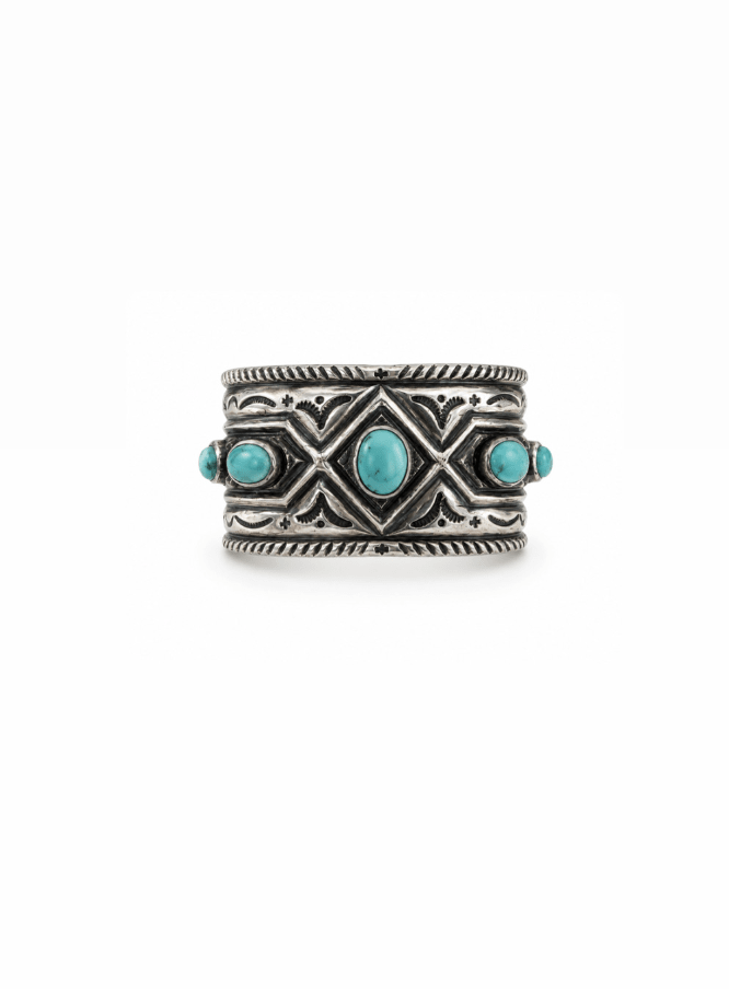 Etched Navajo cuff by Natan - Kingdom Jewelry