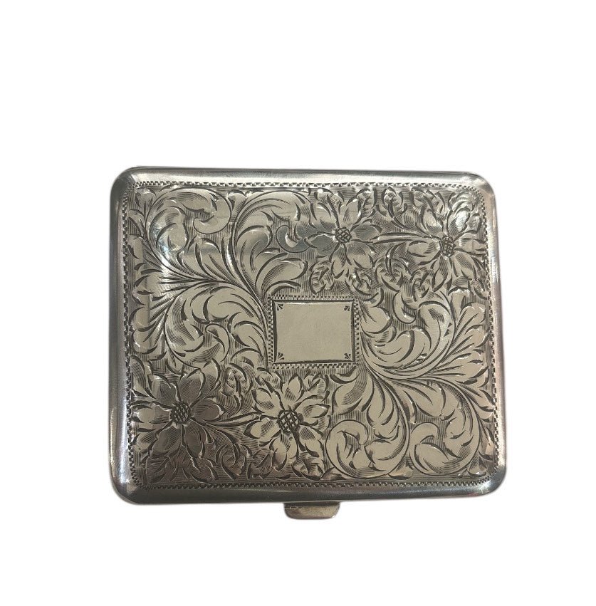 Floral Antique Birks Sterling Silver Cigarette Case - Kingdom Jewelry