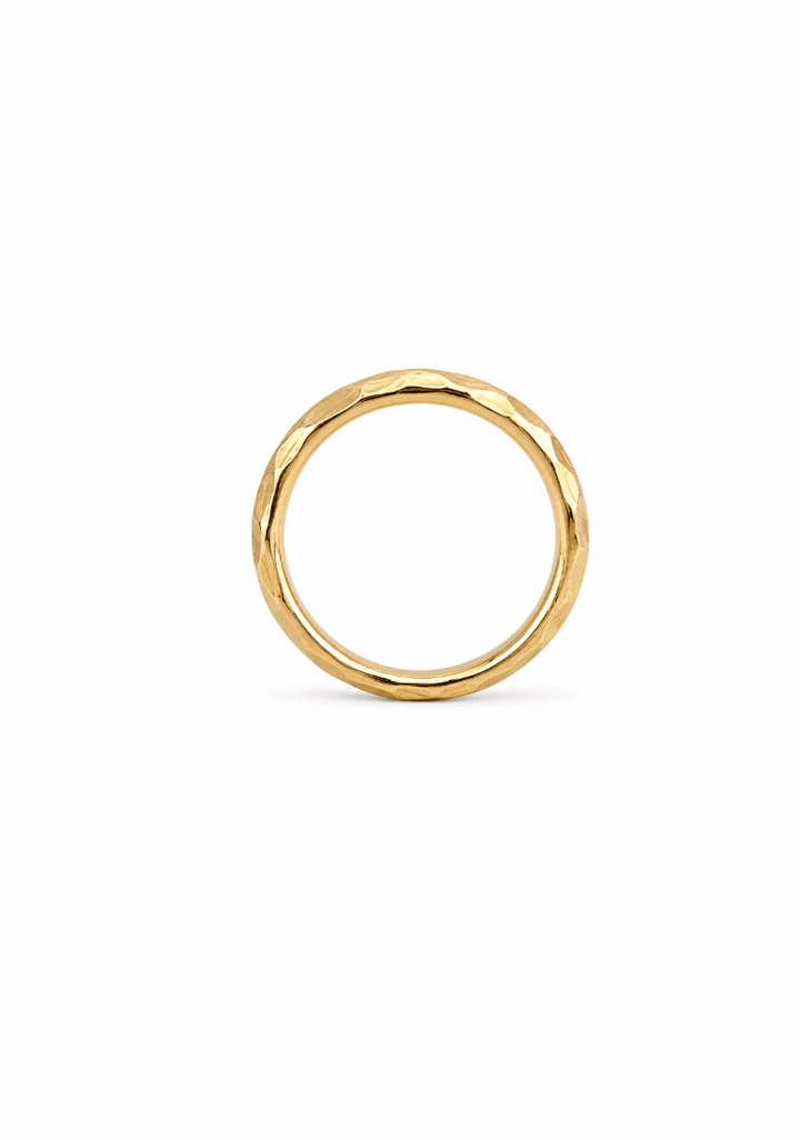 Gold x 6mm Rock Hammered Lightweight Men's Band - Kingdom Jewelry