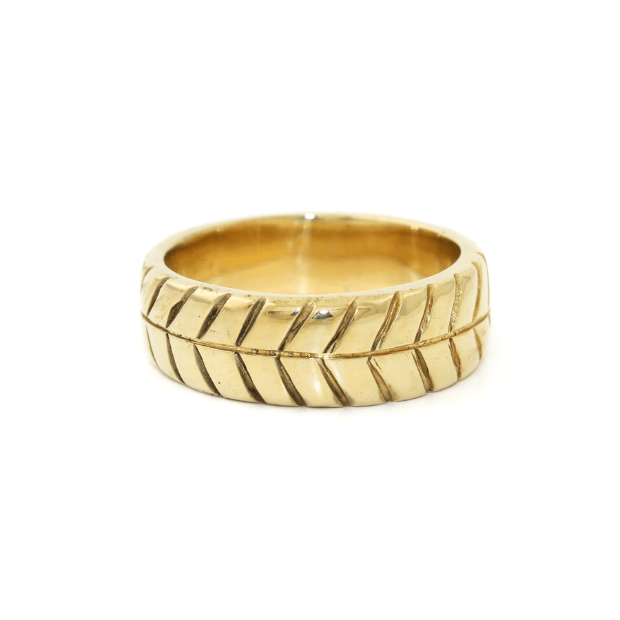 Gold x 7mm "Chevron" Brutalist Band - Kingdom Jewelry