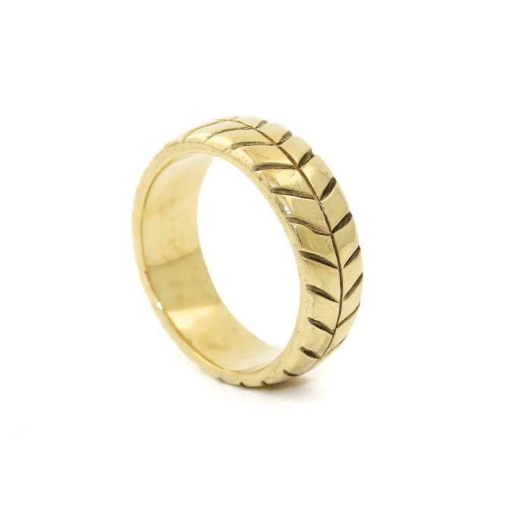 Gold x 7mm "Chevron" Brutalist Band - Kingdom Jewelry
