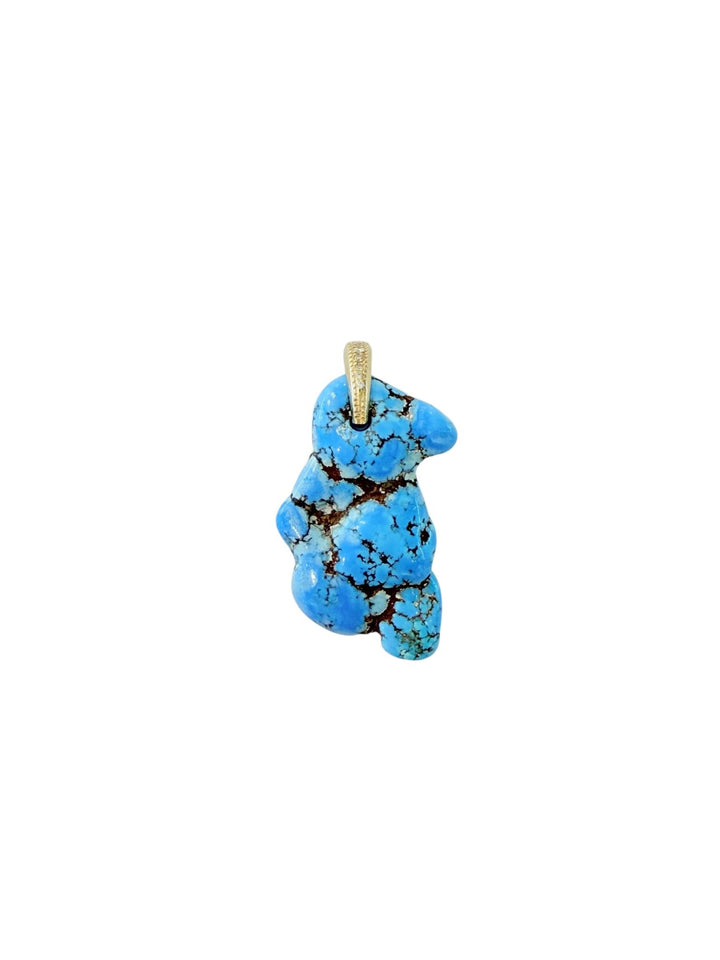 Golden Hills Turquoise Natural Diamond Nugget 14K Gold Pendant - Kingdom Jewelry