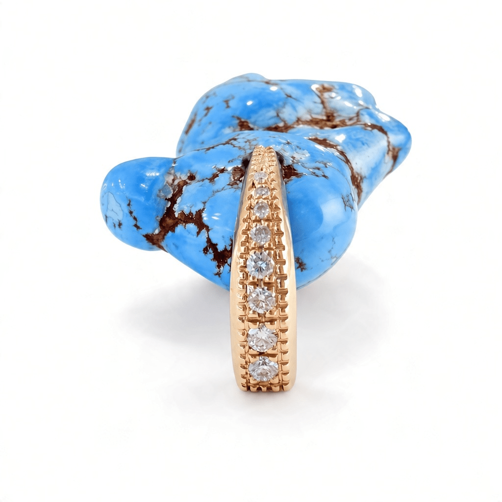 Golden Hills Turquoise Natural Diamond Nugget 14K Gold Pendant - Kingdom Jewelry