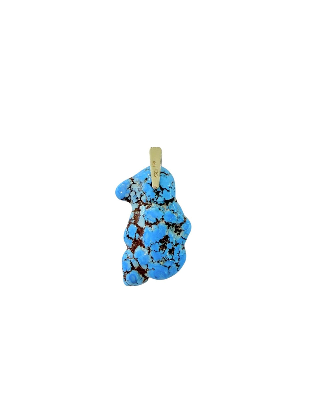Golden Hills Turquoise Natural Diamond Nugget 14K Gold Pendant - Kingdom Jewelry