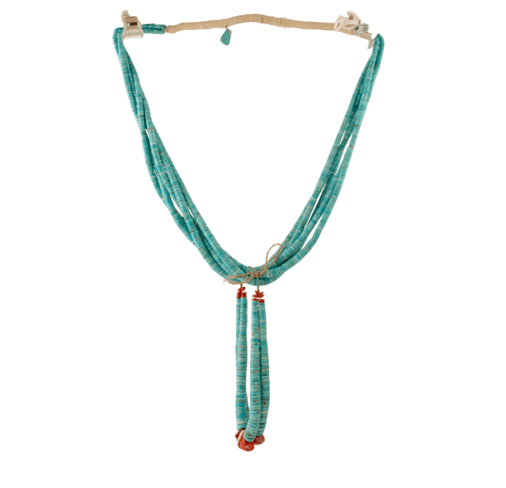 Graduated Multi - Stand "Ray Lovato" Turquoise & Spiny Oyster Heishi Beaded Naja Necklace - Kingdom Jewelry