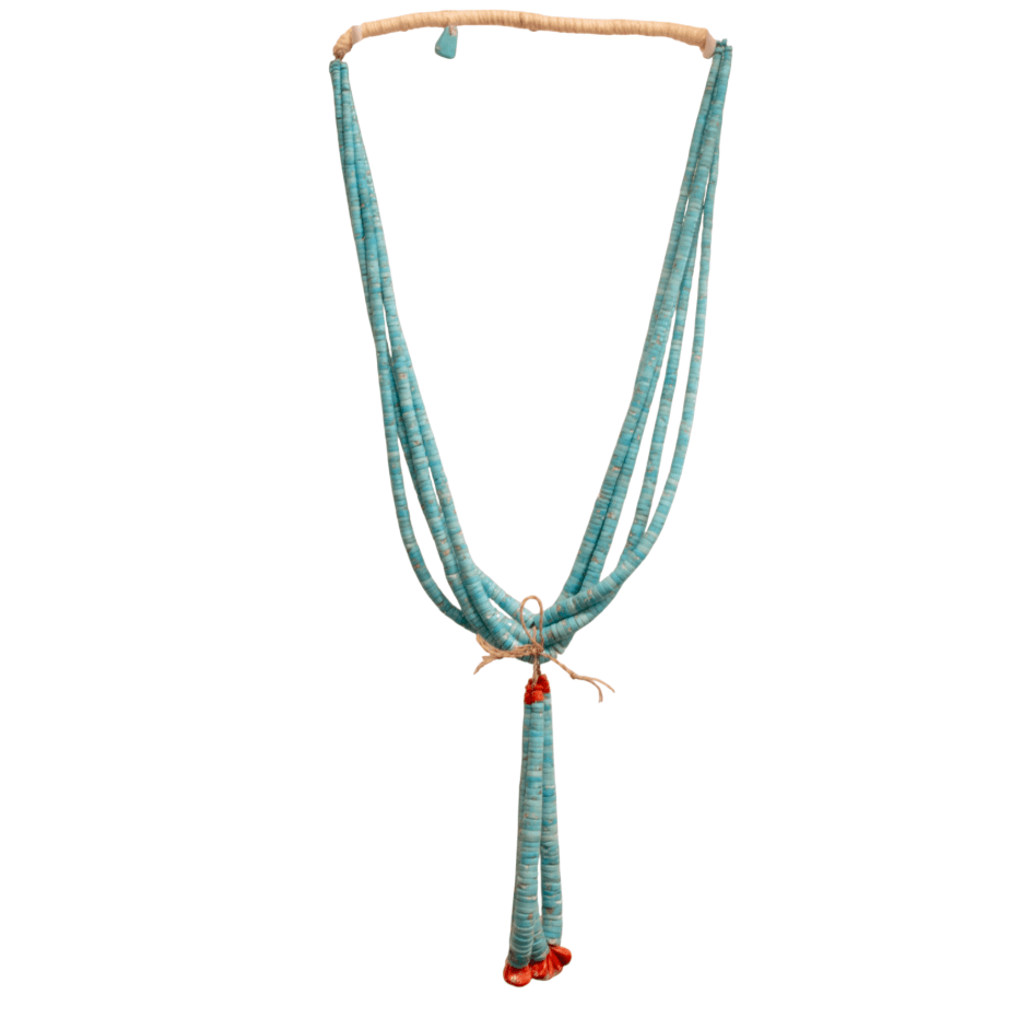 Graduated Multi - Stand "Ray Lovato" Turquoise & Spiny Oyster Heishi Beaded Naja Necklace - Kingdom Jewelry