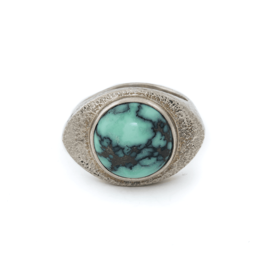 Hand - Hammered Silver x Variscite "Eye Of God" Signet - Kingdom Jewelry