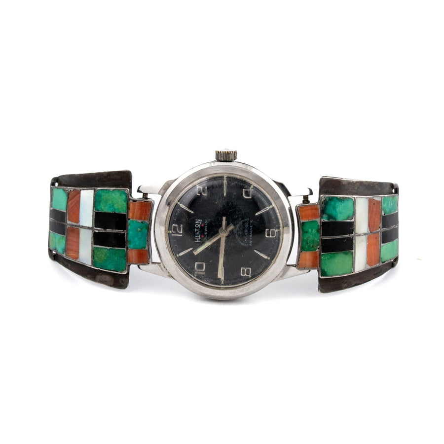 Hilton X Inlay Zuni Watch - Kingdom Jewelry
